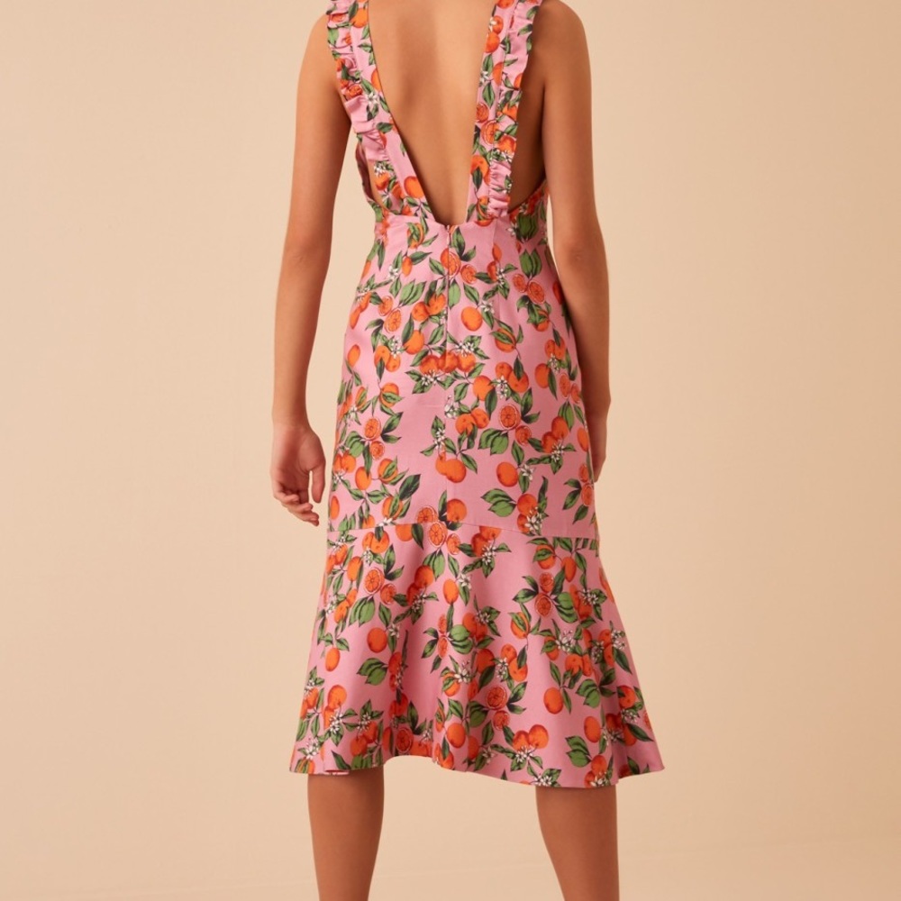 Finder’s Keepers Aranciata Pink Orange Midi Dress - Picture 3 of 5